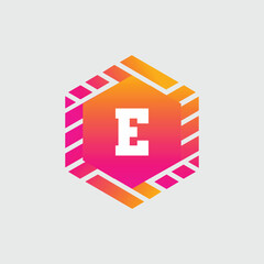 E Letter Logo abstract geometric design vector template Logotype icon Digital Technology style.