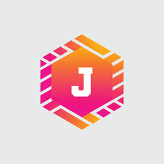 J Letter Logo abstract geometric design vector template Logotype icon Digital Technology style.