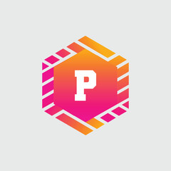 Obraz premium P Letter Logo abstract geometric design vector template Logotype icon Digital Technology style.