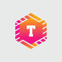 T Letter Logo abstract geometric design vector template Logotype icon Digital Technology style.