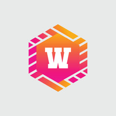 W Letter Logo abstract geometric design vector template Logotype icon Digital Technology style.