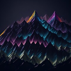 colorful mountain soundwave made of iridescent silk, glowing, generative AI