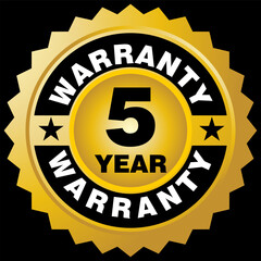 5 Year Warranty, symbols and sticker vector