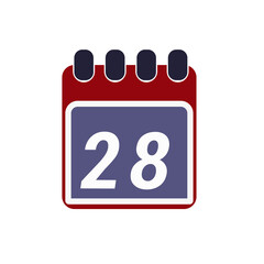 Page of calendar displaying day 28. Illustration