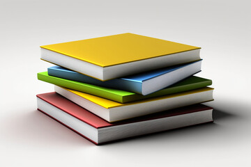 A book pile close up on a table. Front view pile book. For festival of world book day, national book day or national education day. Stack of colorful books on white background by AI Generated