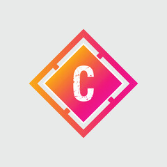 C Letter Logo abstract geometric design vector template Logotype icon Digital Technology style.