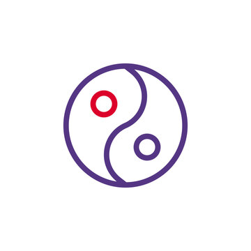 Yin and yang icon duocolor red purple colour chinese new year symbol perfect.