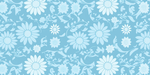 seamless blue floral pattern