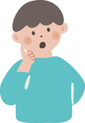 考えるポーズの男の子