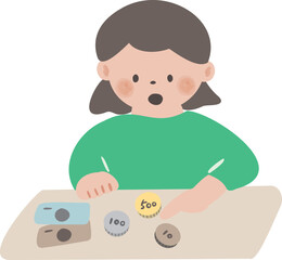 お金を数える子ども