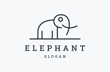 Elephant line logo, elephant simple vector illustration. 