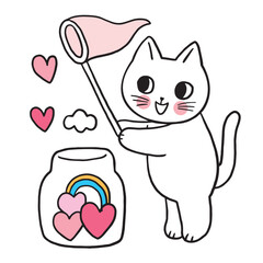Cartoon cute funny cat vector.