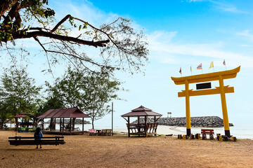 Wat Na Saton on beach seaview at Hua Sai Nakhon Si Thammarat Thailand