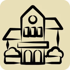 Deurstickers Icon Bishop Museum. related to Hawaii symbol. hand drawn style. simple design editable. vector © Nurlaely