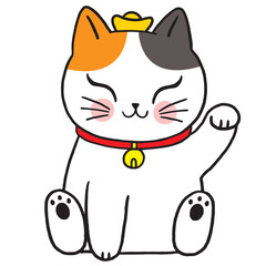 Cartoon cute lucky charm cat vector.