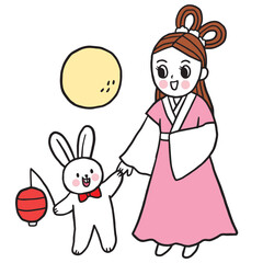 Cartoon cute Mid Autumn vector.