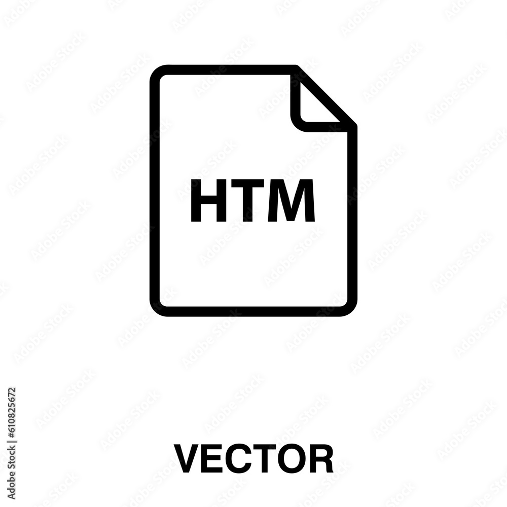 Poster html file extension icon, extension file document illustration on white background