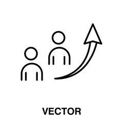 Team growth icon vector, Career success, arrows up. Performance indicator, development sign illustration on white background..eps