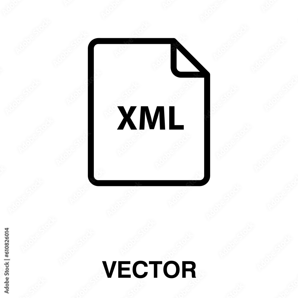 Poster xml file extension symbol. file document icon. download xml sign illustration on white background..e