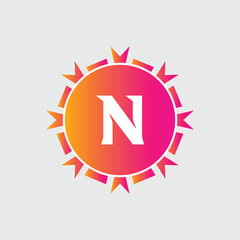 N Letter Logo abstract geometric design vector template Logotype icon Digital Technology style.