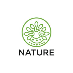 Nature leaf tree growth logo icon design template. garden, park, beauty, spa flat vector
