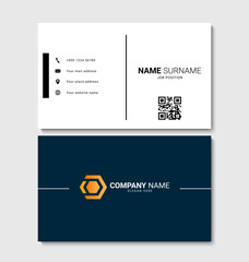 Elegant white and navy blue business card design. Professional and clean business card template. Vector illustration