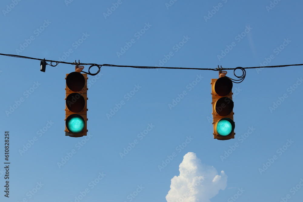 Wall mural traffic light on the sky