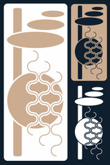 Brown Aesthetic contemporary stripe line art, abstract art for wallpaper, Art form design for wall art, decoration, wallpaper.