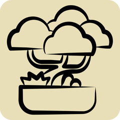 Icon Bonsai. related to Chinese New Year symbol. hand drawn style. simple design editable