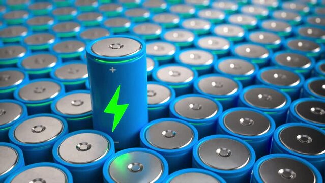 Electric Vehicle Battery Manufacturing: Cg Render of modern EV Battery Pack manufacturing, Lithium-Ion Supply, Clean Energy Storage, Solid State battery, 4680,
4K Animation