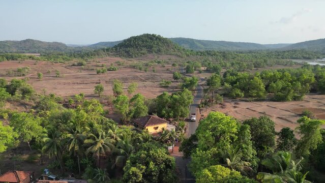 beautiful village in Malvan drone view in summer may