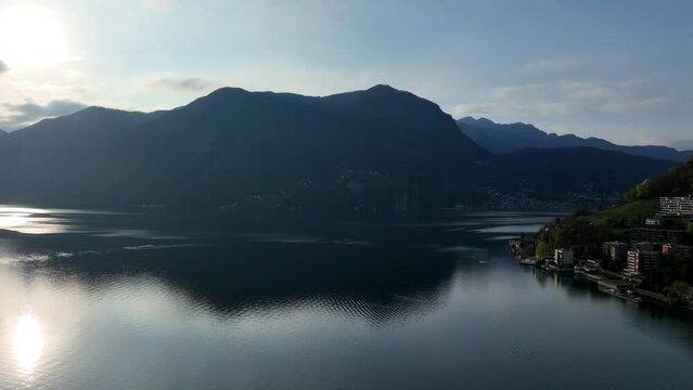 Drone footage of Lugano, Switzerland