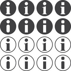インフォメーション風マークのモノクロのベクターイラストセット