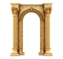 Gold roman columns isolated on white