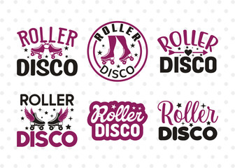 Fototapeta na wymiar Roller Disco SVG Bundle, Roller Derby svg, Roller Skates Svg, Skate Svg, Sports Svg, Roller Skates Quotes, ETC T00257