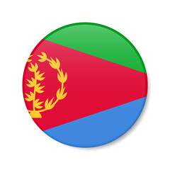 Fototapeta premium Eritrea circle button icon. Eritrean round badge flag. 3D realistic isolated vector illustration