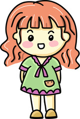 little girl with green dress