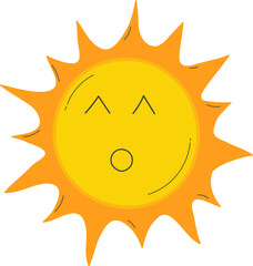 Cute Sun with sunshine. Isolated illustration on transparent background.