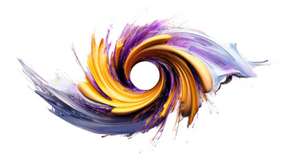 pulsating quasar in purple and yellow abstract colorful shape, 3d render style, isolated on a transparent background