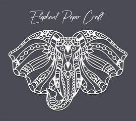 Hand drawn paper cut elephant head sticker