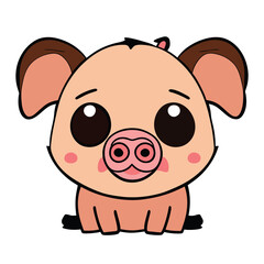 Cute pig drawing style Pig cartoon
