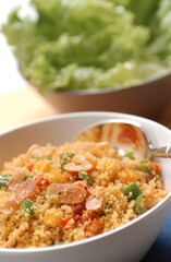  Healthy couscous salad, wrapped in lettuce.