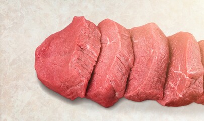 Raw prime fresh red steaks.