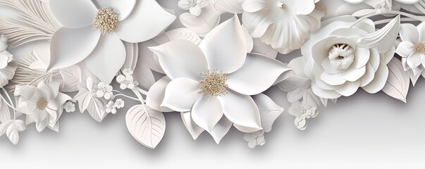 White Flower Abstract Backgground, AI Generative	
