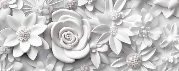 White Flower Abstract Backgground, AI Generative	
