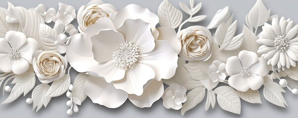 White Flower Abstract Backgground, AI Generative	
