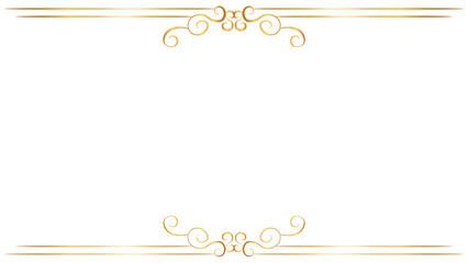 Gold frame with ornament on white transparent background 