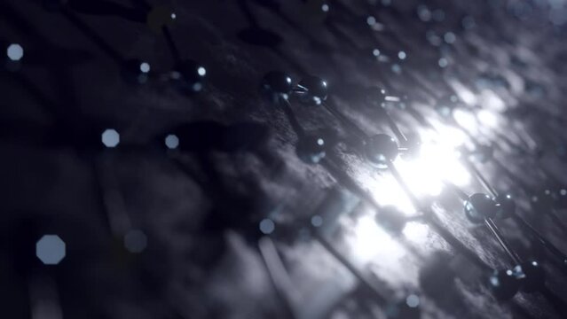 Abstract of dark geometry plexus background with lighting. Loop animation.