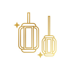 Gold Ramadan Kareem lanterns icon vector illustration design template. Suitable for greeting card, poster and banner.