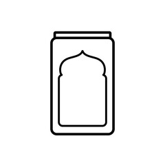 islamic can icon over white background, line style, vector illustration